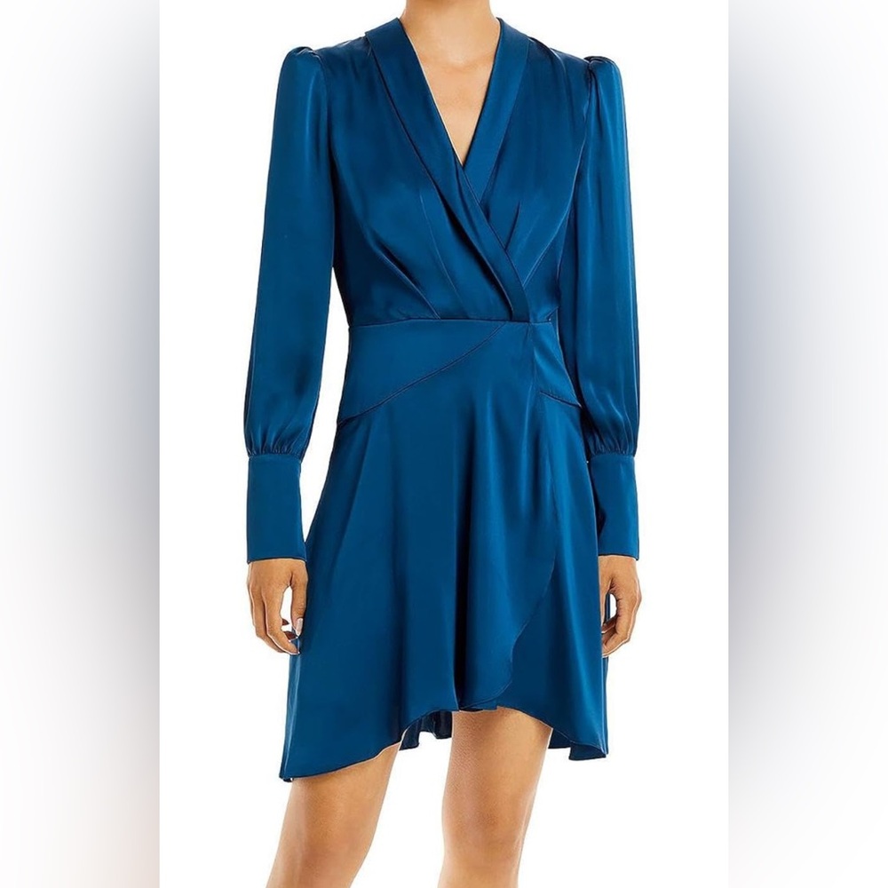 BCBGMaxAzria Blue Pleated A-Line Dress